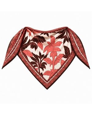 LOVEIST STORE Sahara Botanical Print Jacquard Satin Scarves - Red