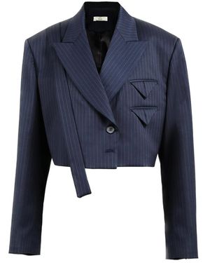 Tuva Collection Pinstripe Cropped Blazer - Blue