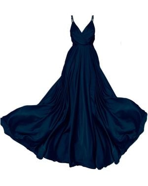 Angelika Jozefczyk Satin Long Evening Dress - Blue