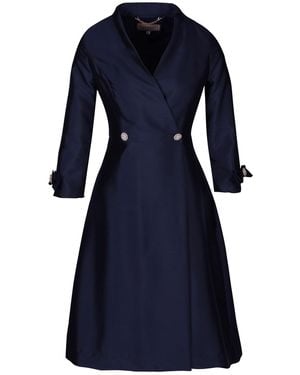 Santinni 'Astor 100% Wool & Silk Dress Coat - Blue