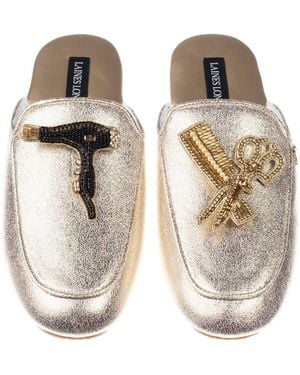Laines London Classic Mules With Hairdresser Brooches - Metallic