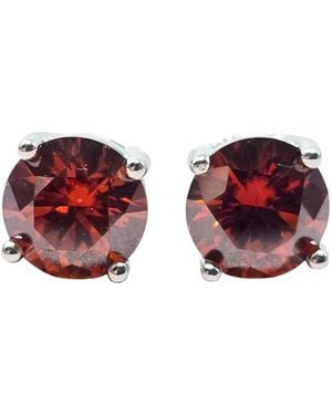 Harfi Garnet Moissanite Crystal Sterling Earrings - Red