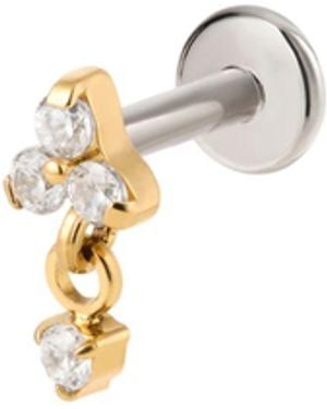 Vanhi Crystal Dangle Threadless Flat Back Titanium Cartilage Stud - Metallic