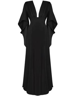 Lily Phellera Kimono Sleeve Viscose Maxi Dress - Black