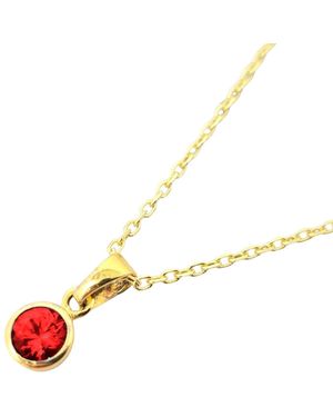 Harfi Mini Round Garnet January Birthstone Pendant Necklace - White
