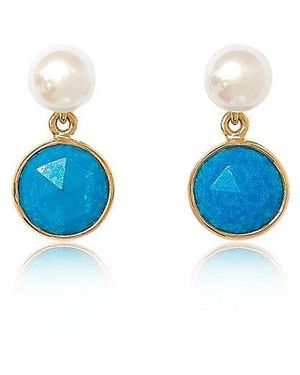 Pearls of the Orient Online Nova Round & Cultured Freshwater Pearl Drop Earrings - Blue