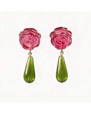 Skinny Mutt Rose Budz Dangle Earrings - Pink