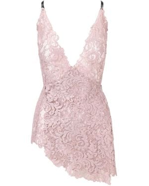 Belle -et-BonBon Valentina Powder Summer Lace Wrap Dress With Sheer Chiffon Slip Included - Pink