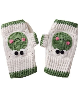 Ana Chic Frog Handmade Crochet Fingerless Gloves - Green