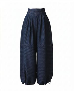 Ofuure Denim Pinstripe Shani Pants - Blue
