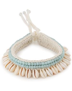 OhSun Bene Cowrie Shell & Bead Macrame Choker - Metallic