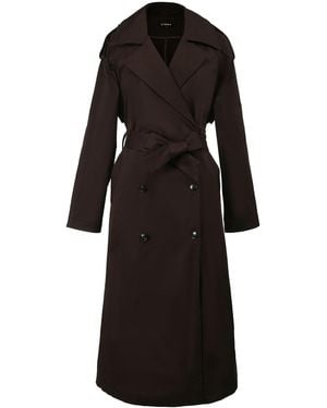 Smart and Joy Basic Double-Breasted Trench Coat - Black