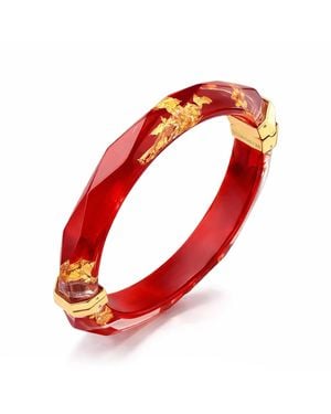 Gold & Honey 24K Leaf Lucite Bangle - Red