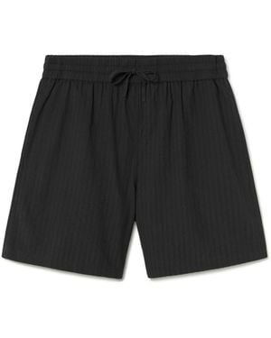 Thinking Mu Seersucker Henry Bermuda Shorts - Black