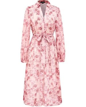 Smart and Joy Floral Print Shirt-Dress - Pink