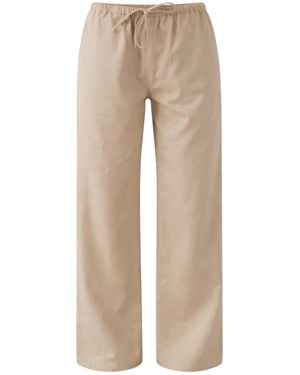Modista Thirty-One Neutrals Wide-Leg Drawstring Tailored Trousers - Natural