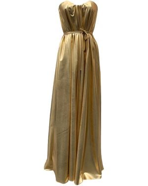 Imaatu Quiet Metallic Faux Leather Corset Gown With Pockets