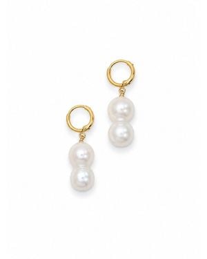 La Maison Gisel B. Rita Hoop Earrings With Beads - White