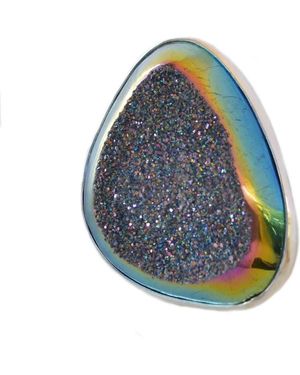 Glamrocks Jewelry Metallic Druzy Sterling Ring - Blue