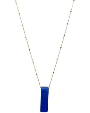 Smart Glass Jewelry Recycled Vodka Bottle Stiletto Necklace Cobalt Sterling - Metallic