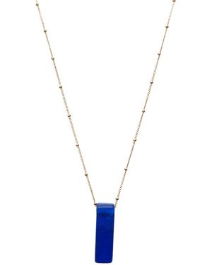Smart Glass Jewelry Recycled Vodka Bottle Stiletto Necklace Cobalt Sterling - Metallic