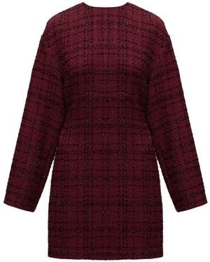 UNDRESS Carmela Burgundy Tweed Dress - Red