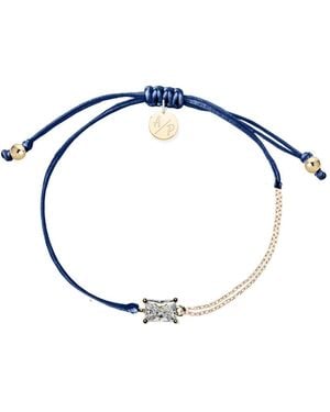 Adriana Pappas Designs Cz Emerald Cut Bracelet On Coloured Cord - Blue