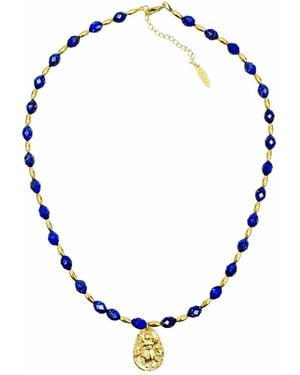 Farra Lapis With Coin Pendant Necklace - Blue