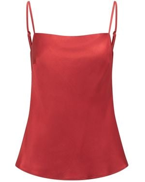 Me Esse Lily Stone-Washed Silk Slim Strap Top - Red