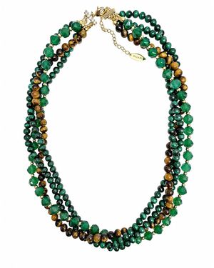 Farra Gemstone With Tiger-Eye Stone Multi-Layers Necklace - Green