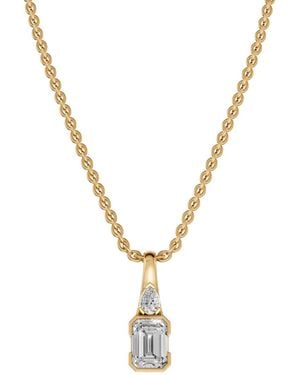 Aya Fine Jewelry 1.36 Ctw Emerald & Pear Cut Lab Diamond Pendant Necklace - Metallic