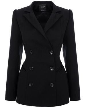 AVENUE No.29 Hourglass Double Breasted Wool Blazer - Black