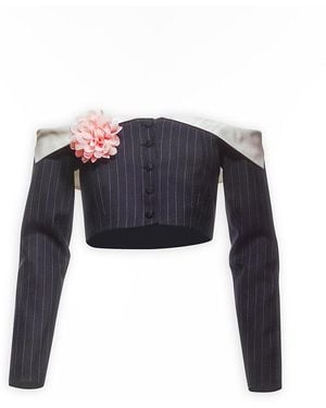 Maison sél Pin Stripped Layd Jacket – Deep - Blue