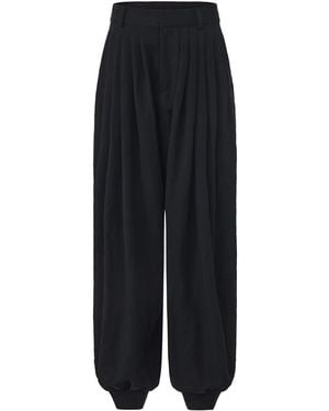 FRONT ROW SHOP Balloon Pleat Trousers - Black