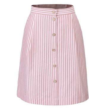 Smart and Joy Striped Short Skirt Buttoned - Pink