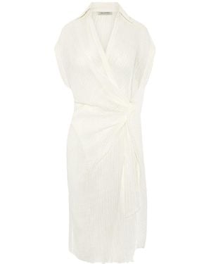 The Summer Edit Georgia Crinkle Linen Wrap Dress - White