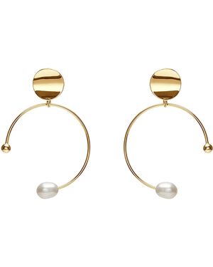 Lisa&Co. Earrings Pearl On Circle - Metallic