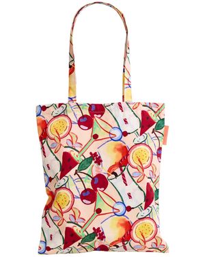 Lost Pattern Party Time Cotton Tote Bag - Red