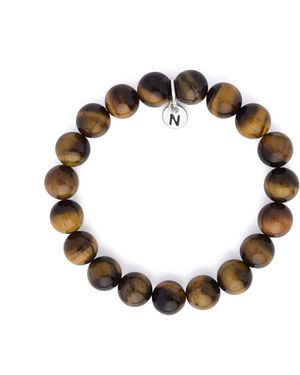 Nellou Jewellery Tiger Eye Gemstone Bead Bracelet - Brown