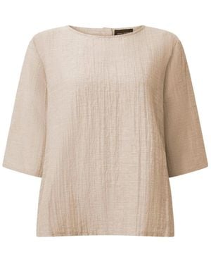 James Lakeland Neutrals Linen Blend Button-Back Top - Natural