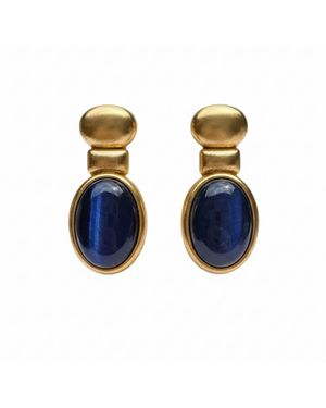 Silver & Elegant Co. Light Cats Eye Dangle Earrings - Blue