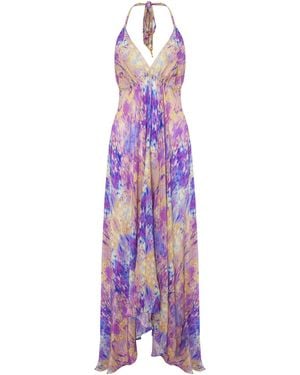 Sophia Alexia Desert Breeze Silk Maxi Ibiza Dress - Purple