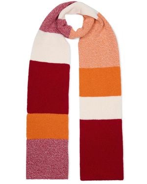 INGMARSON Ribbed Colour Block Wool & Cashmere Scarf - Red