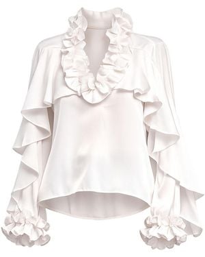 Tantra Spain Sl Satin Blouse With Ruffles - White