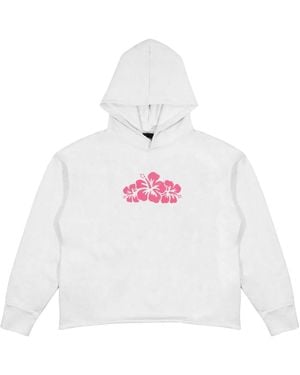 Aura & Co Embroidery Hibiscus Hoodie - White
