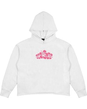 Aura & Co Embroidery Hibiscus Hoodie - White