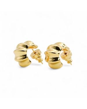 Miss Cecilia Ribbed Small Hoops - Metallic