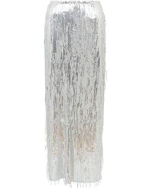 Sour Figs Fringed Sequin Maxi Skirt - Grey