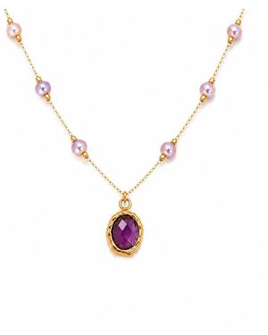 Ormiro Asteria Amethyst & Pearl Necklace - Metallic