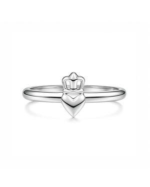 Unaloe Adjustable Ring With Crown And Heart - White